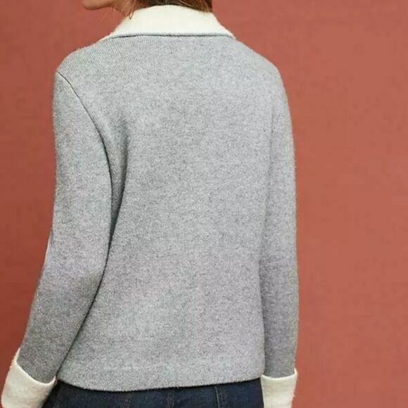 New Anthropologie Moto Contrast Sweater Jacket Small #128 - Picture 3 of 6